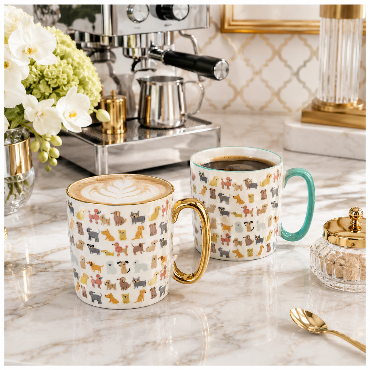 Classic Animal-Print Porcelain Mug Set of 2 –310ml - Hot and Cold Drinkware