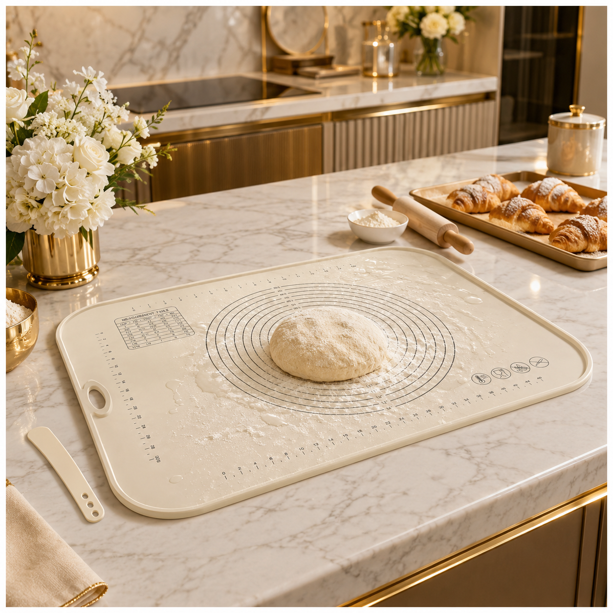Essential Large Silicone Pastry Mat with Raised Edge and Guides - 70 x 50cm
