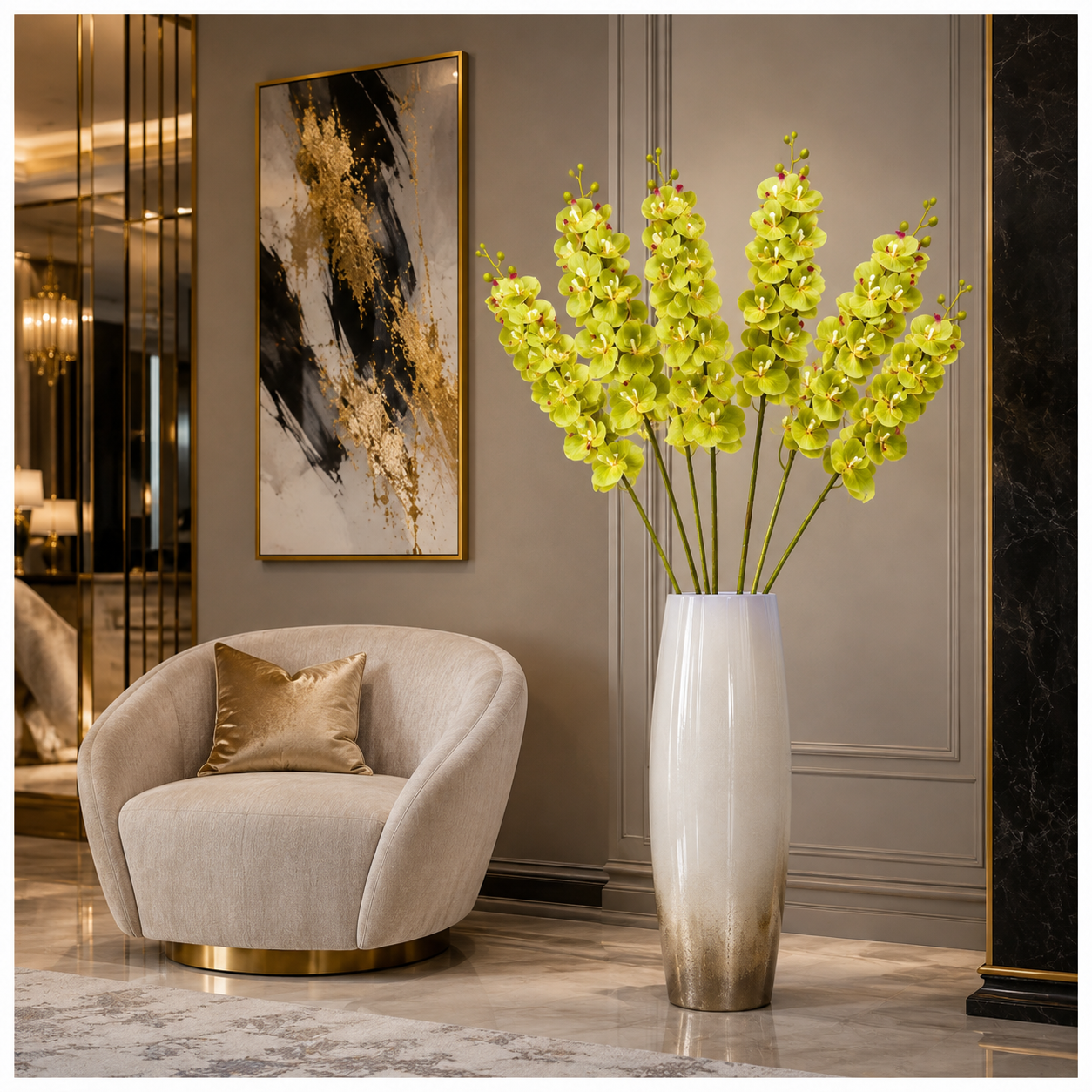 3-Piece Elegant Orchid Flower Stem Set – 98cm Tall, Modern Floral set