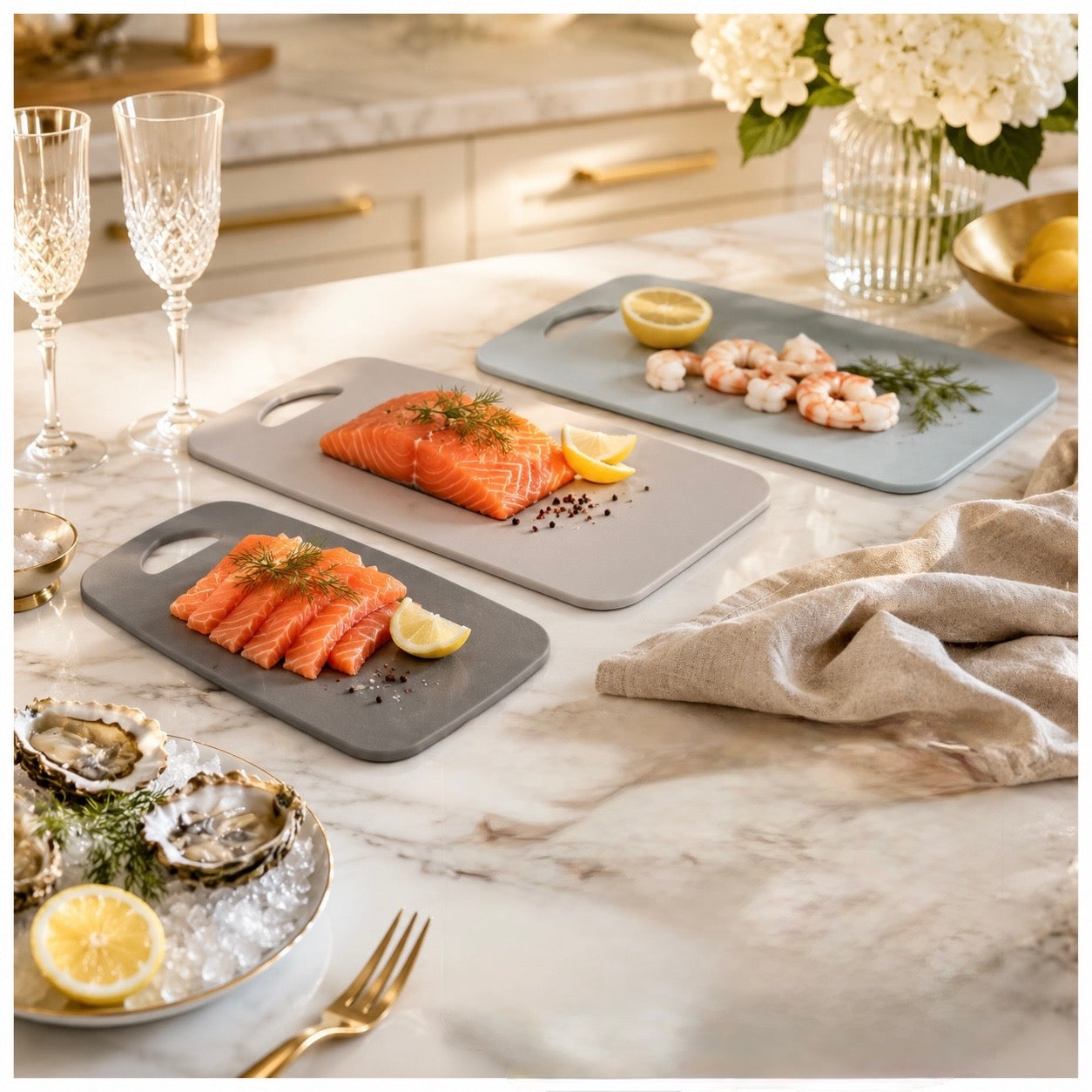 3-Piece Nesting Chopping Board Set – Food-Safe - Non-Slip - Dishwasher Safe
