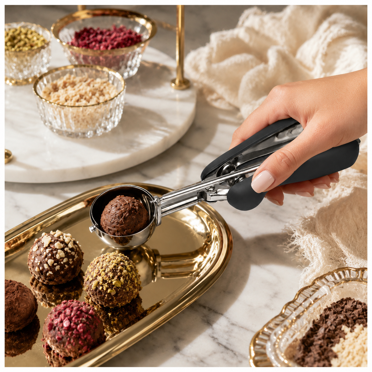 Stainless Steel Trigger Ice Cream-Cookie Scoop with Easy Release