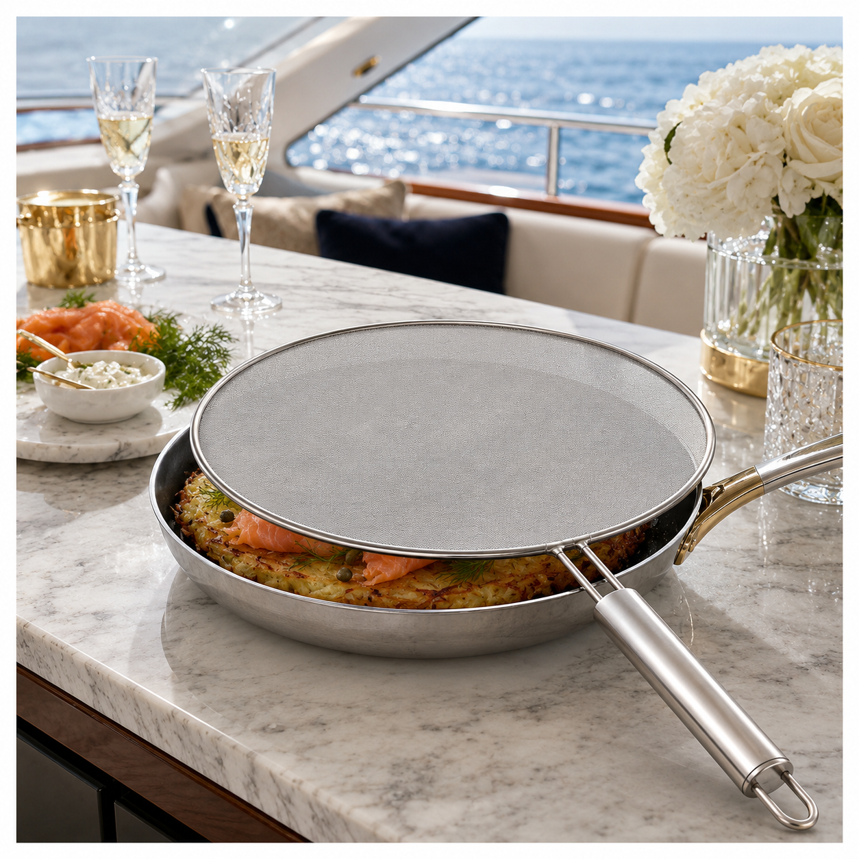 30cm Stainless Steel Splatter Screen with Easy-Grip Handl