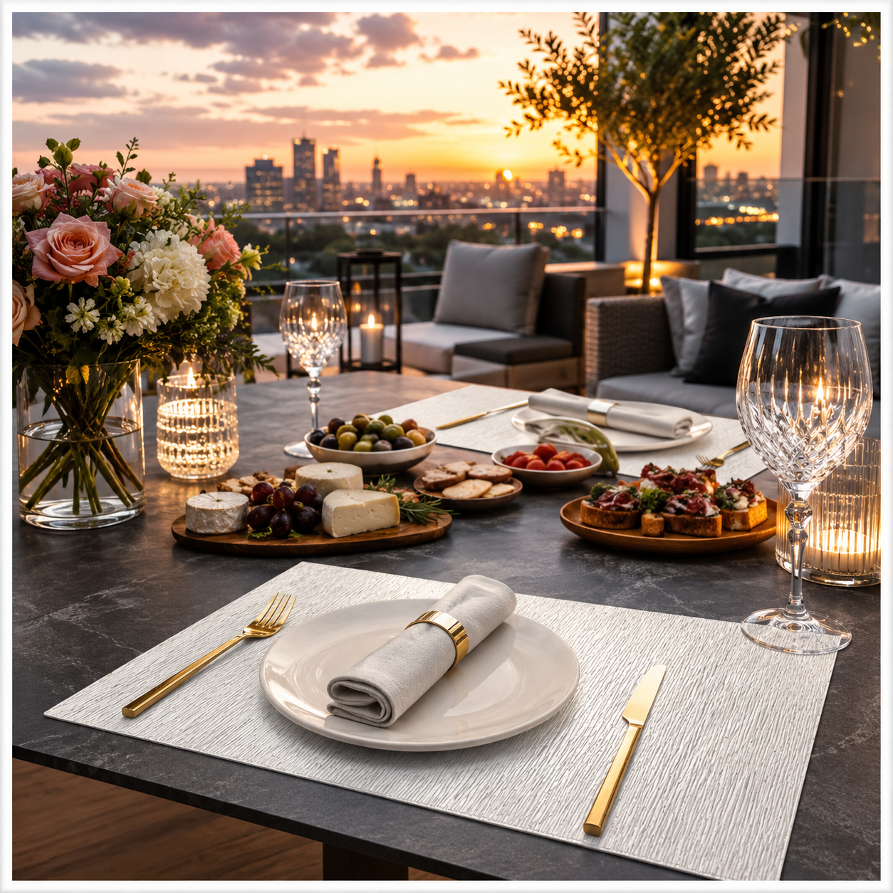Elegant 6 Piece Textured Placemats – Clear And White 30 x 44 cm Table Mats