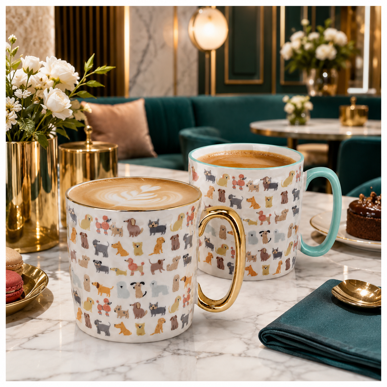Classic Animal-Print Porcelain Mug Set of 2 –310ml - Hot and Cold Drinkware