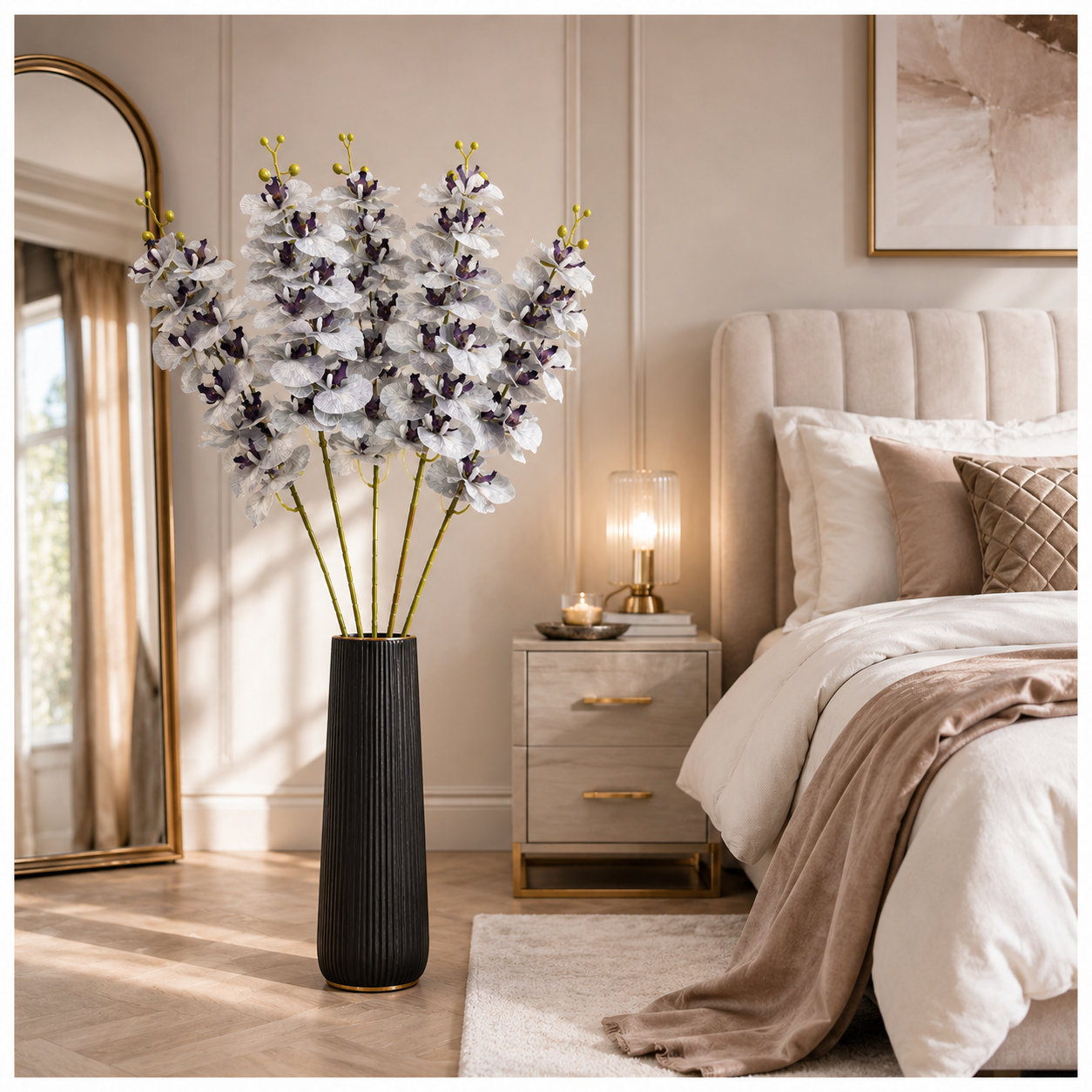 3 Piece Decorative Orchid Stem Set – Beautiful Tall Flowers -98 cm