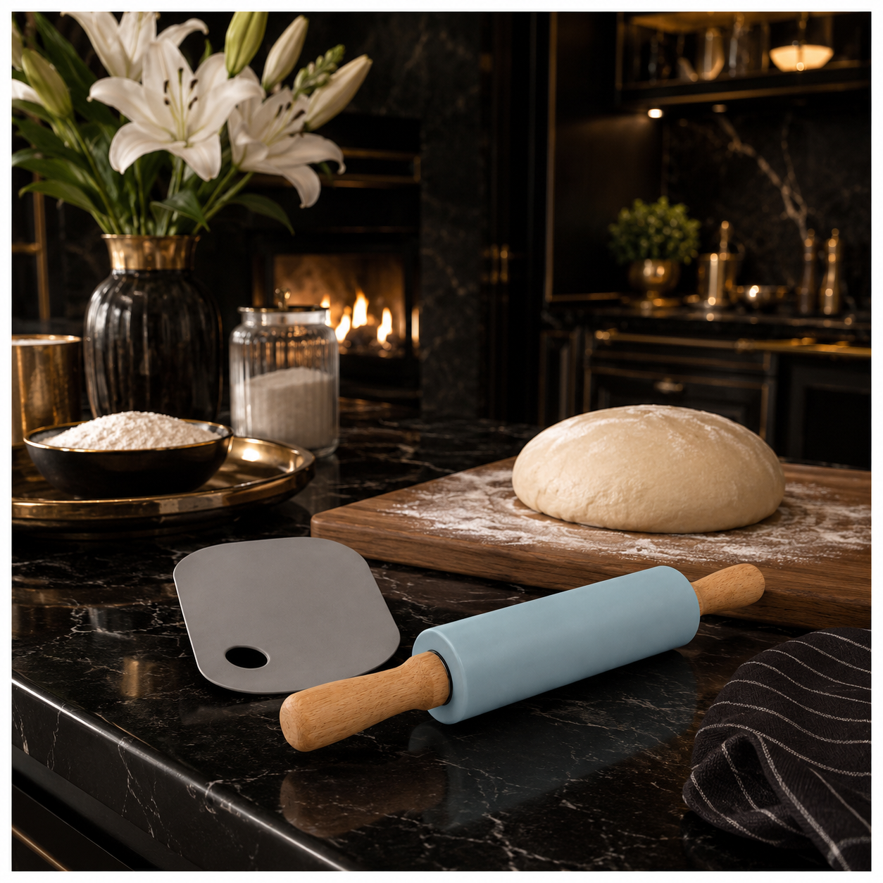 A stylish baking set made for rolling, shaping, lifting and scraping