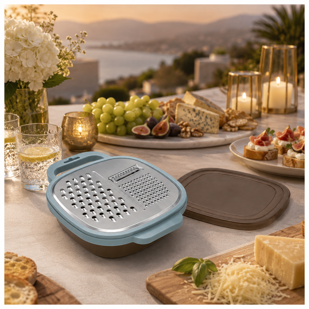 Essential 2-in-1 Stainless Steel Box Grater with Storage Container and Lid
