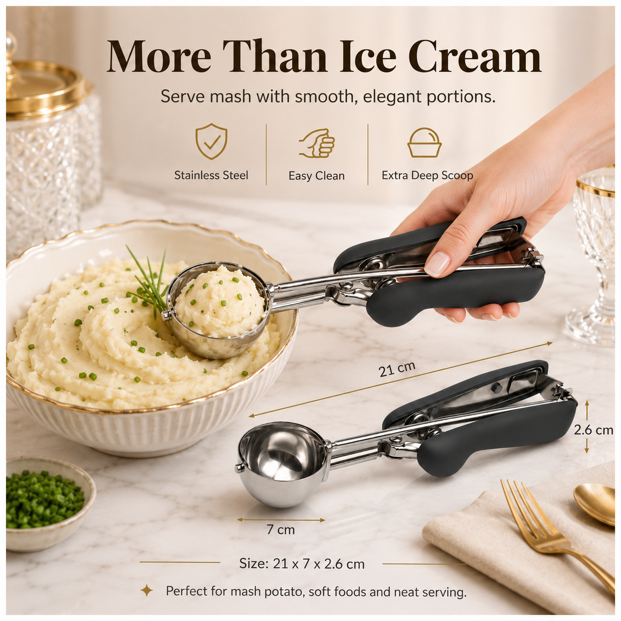 Stainless Steel Trigger Ice Cream-Cookie Scoop with Easy Release