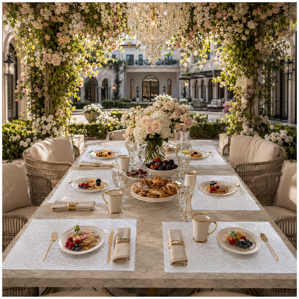 Elegant 6 Piece Textured Placemats – Clear And White 30 x 44 cm Table Mats