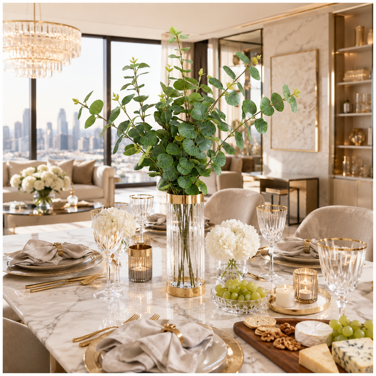 Stylish Modern Eucalyptus Stems Bundle – 3 Modern Decorative Stems - 85 cm