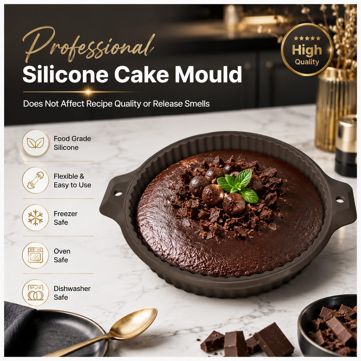 Essential Round Fluted Tart and Quiche Mold -33.4 x 28.3 x 3.2cm - BPA free