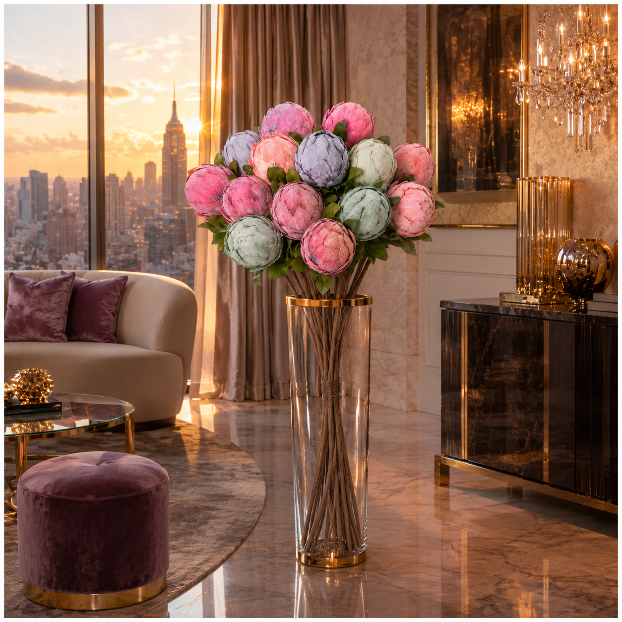 Protea Statement Bouquet – Luxury High End 12-Stem Decorative Arrangement