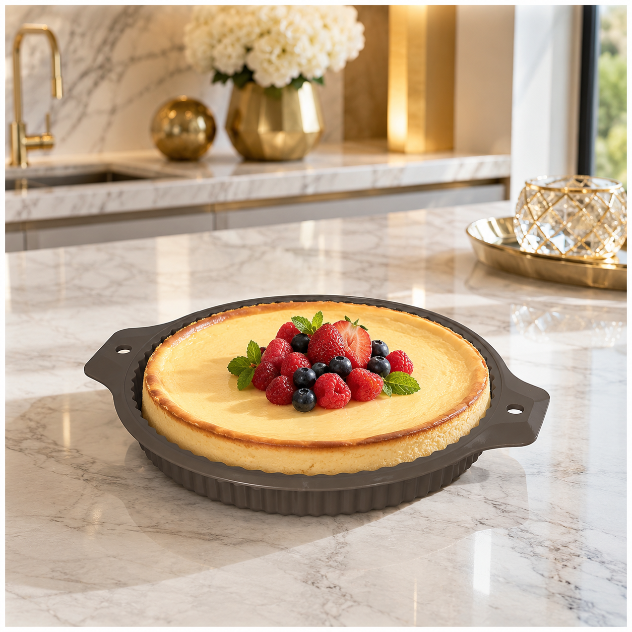 Essential Round Fluted Tart and Quiche Mold -33.4 x 28.3 x 3.2cm - BPA free