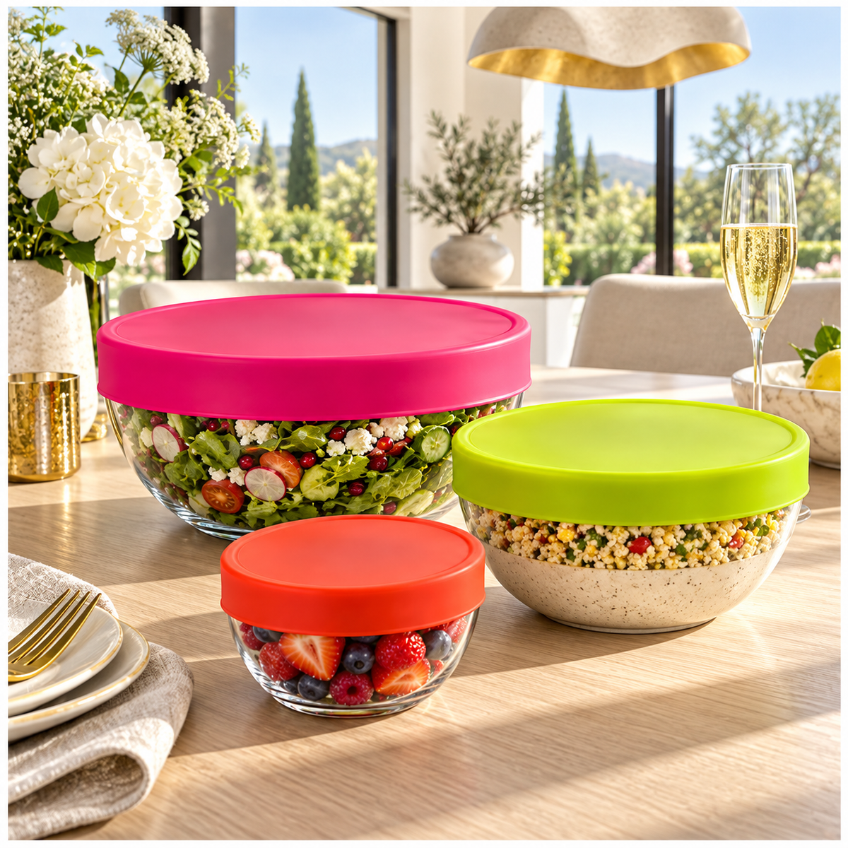 Flexible Silicone Stretch Lids 3-Piece Set | Airtight Food Covers, 8–17 cm