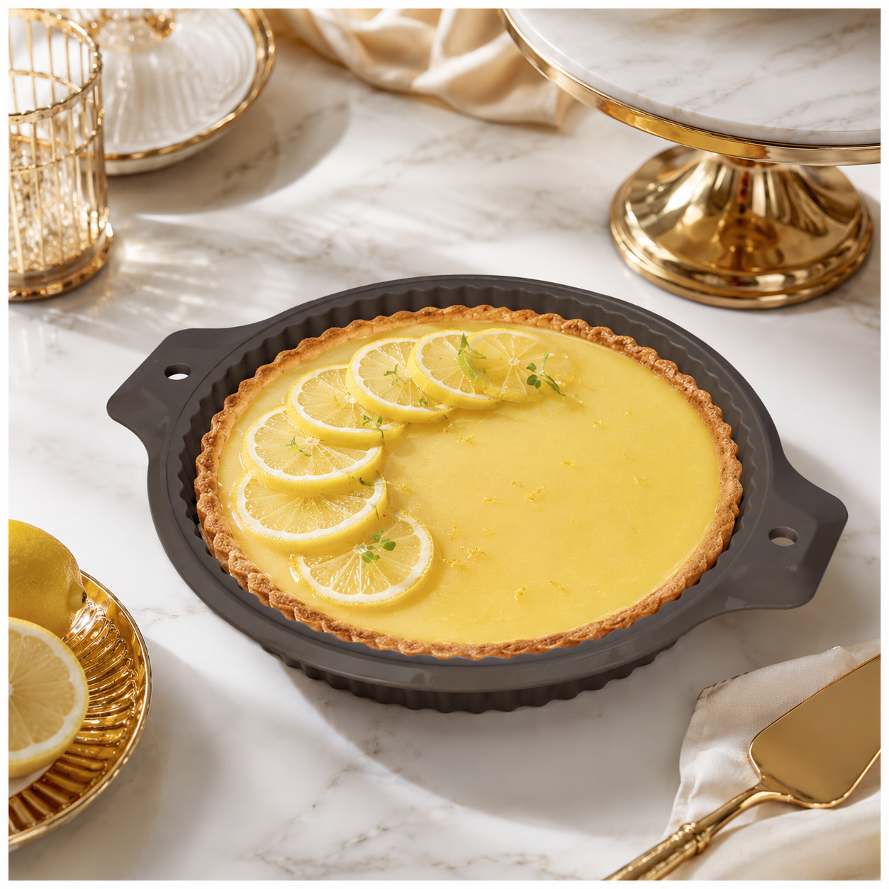 Essential Round Fluted Tart and Quiche Mold -33.4 x 28.3 x 3.2cm - BPA free
