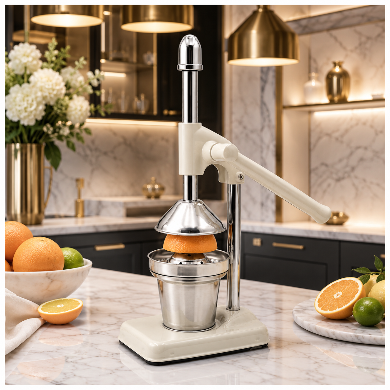 Manual Citrus Juicer- Lever Arm Juice Press with Stainless Steel Cup- 35 CM