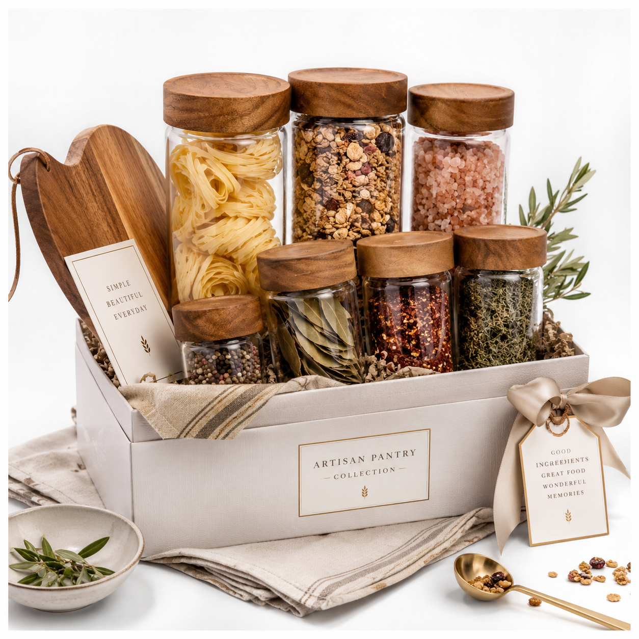 2-Piece Glass Storage Jar Set with Solid Acacia Wood Lids – 580ml and 500ml
