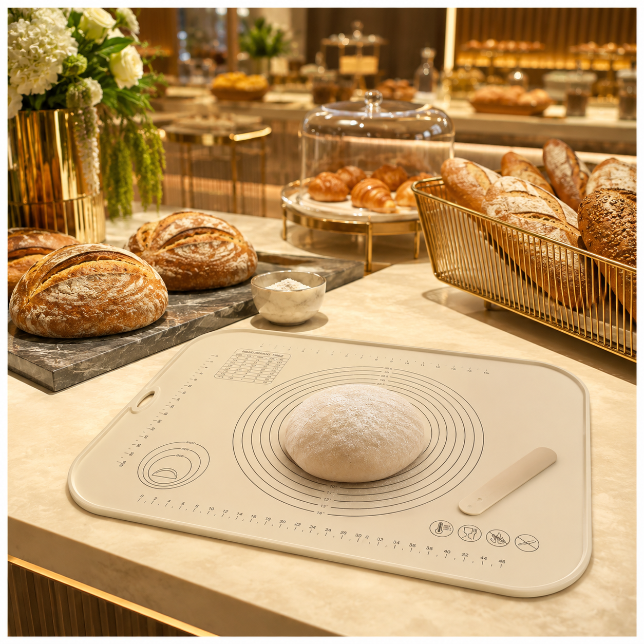 Essential Large Silicone Pastry Mat with Raised Edge and Guides - 70 x 50cm