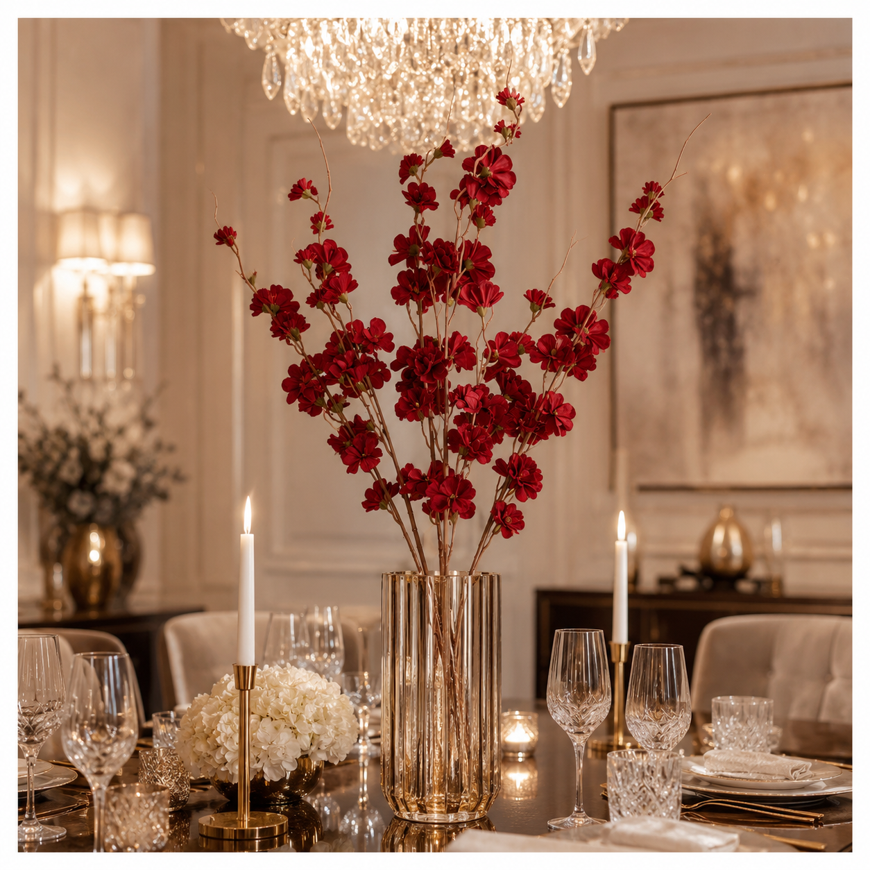 Faux Cherry Blossom Stems – 85cm Decorative 2-Piece Bundle