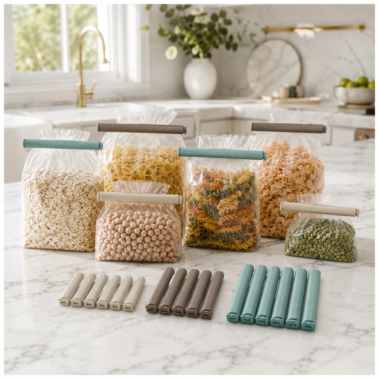 18-Piece Food Sealing Clip Set – 3 Sizes, Reusable Bag Clips for Preserving