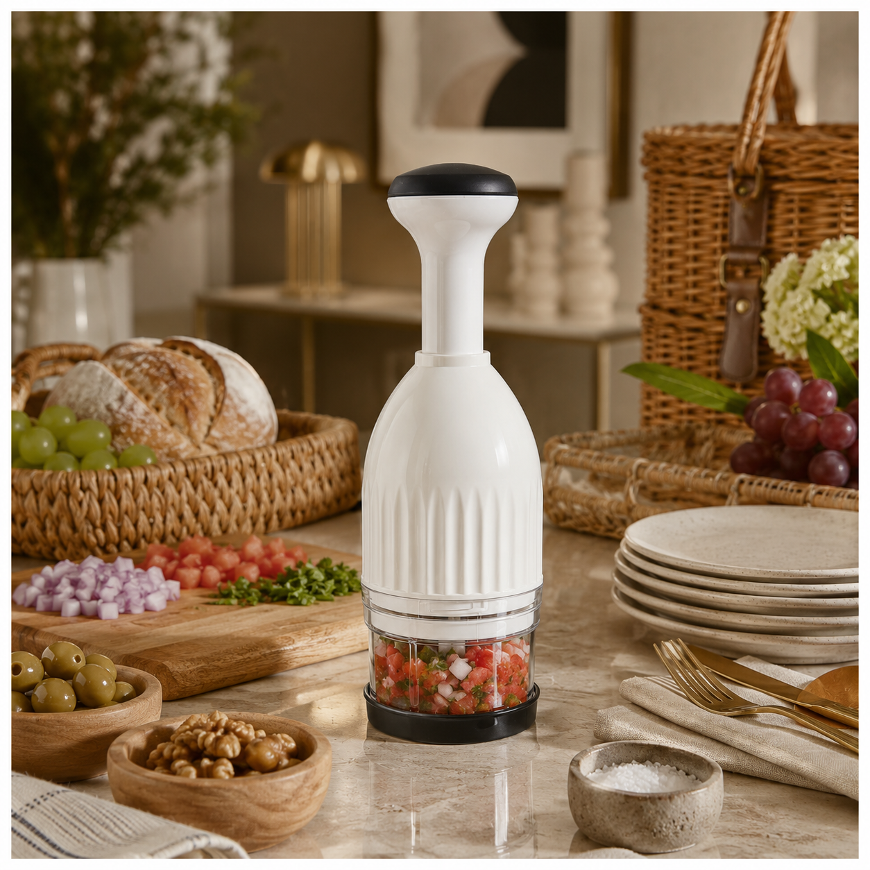 Essential Hand-Powered Compact Food Chopper – 8.5 x 24cm