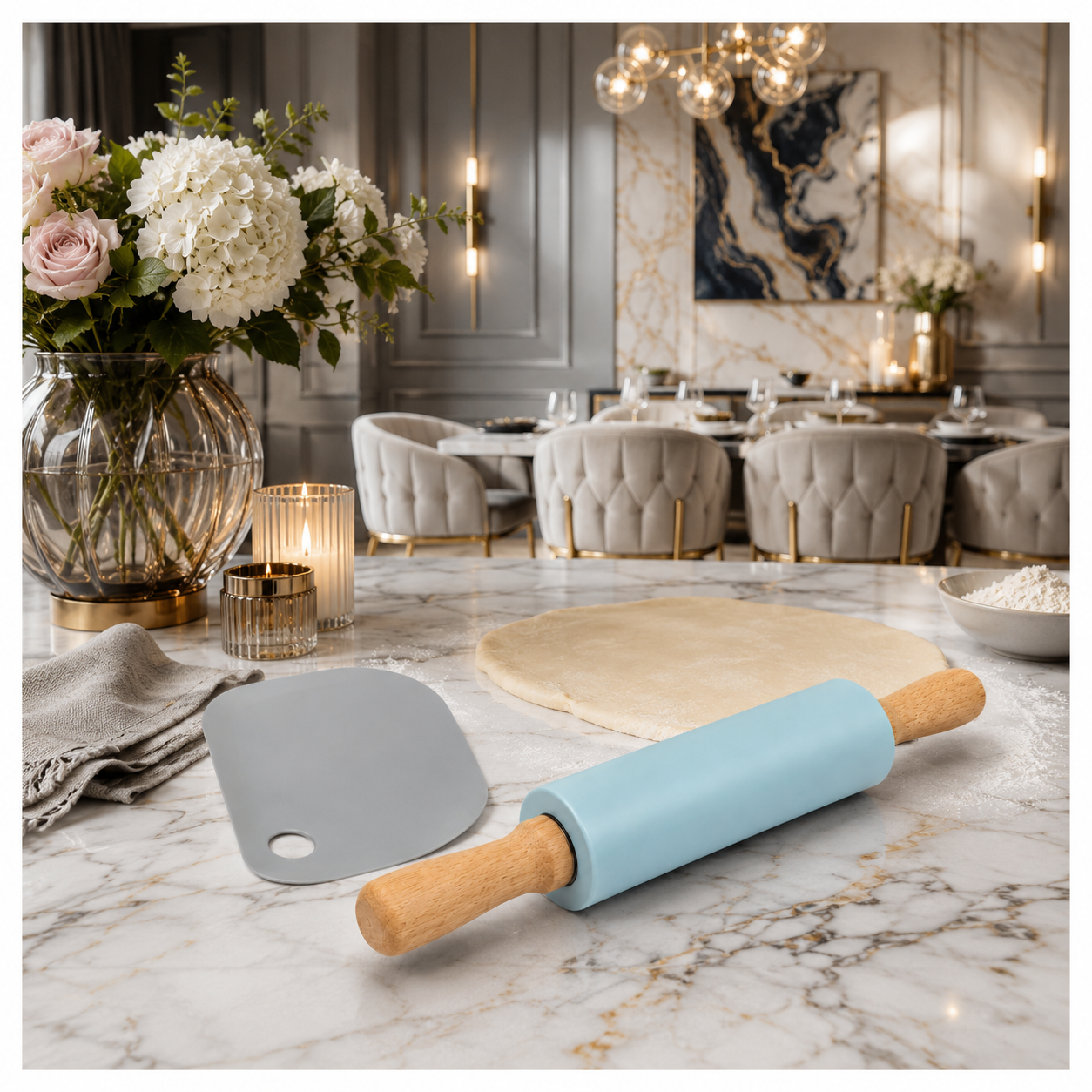 A stylish baking set made for rolling, shaping, lifting and scraping