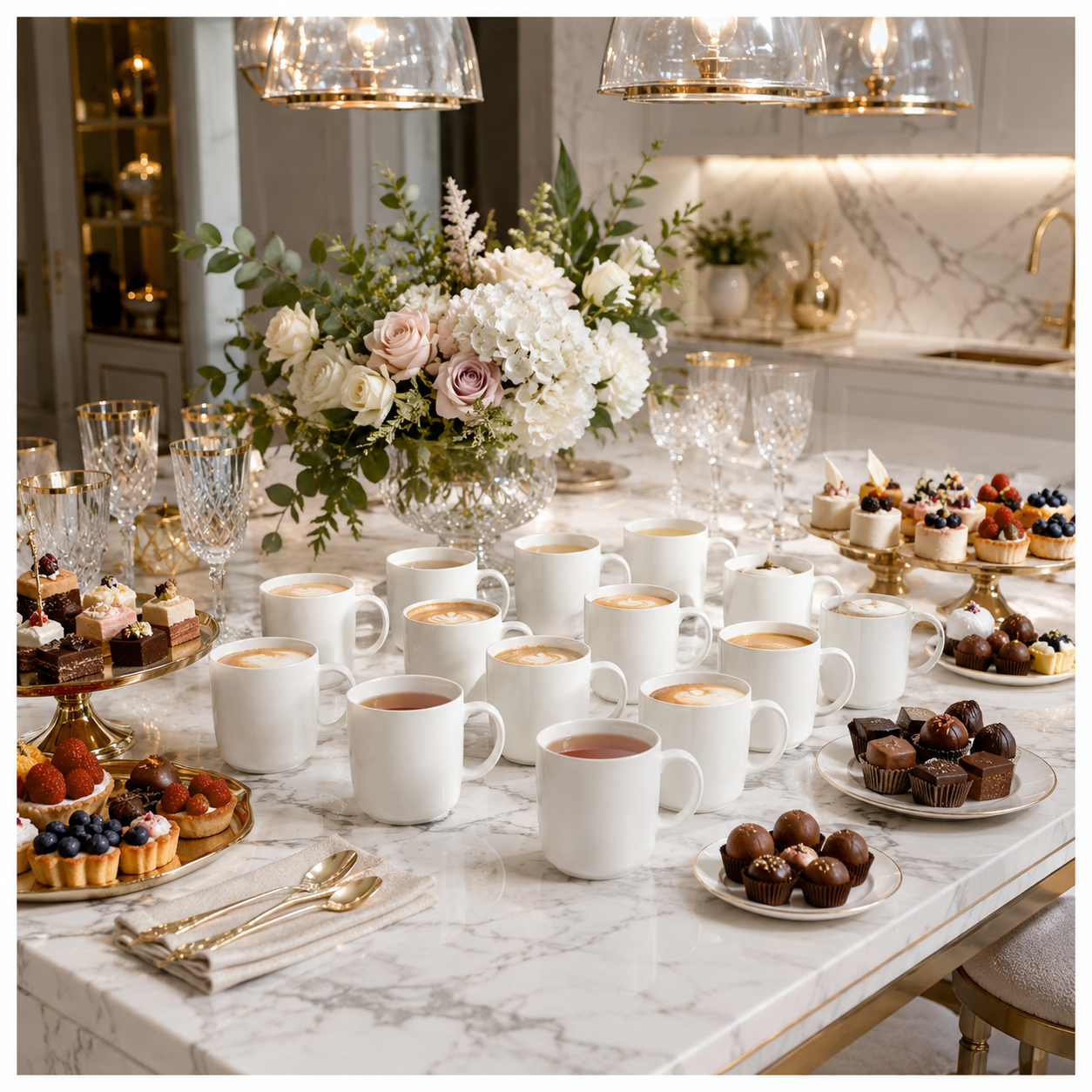 Essential 18-Piece White Ceramic Mug Set for Tea, Coffee and Entertaining