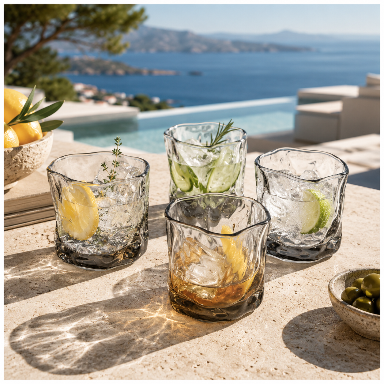 Luxury 4-Piece Translucent Black Crystal-Look Glass Set – 280ml