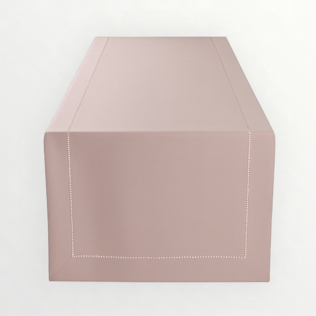 Blush Pink Elegant Table Runner with Decorative Stitch Detail – 40 x 180 cm