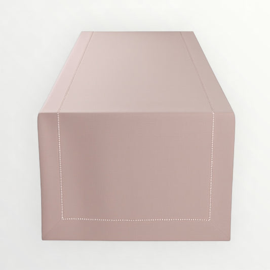 Blush Pink Elegant Table Runner with Decorative Stitch Detail – 40 x 180 cm