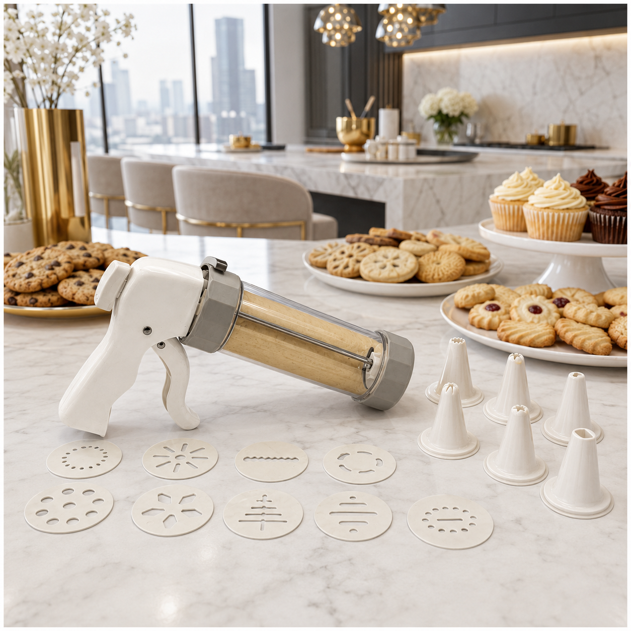 20-Piece - Cookie Gun Set 13 Discs and 6 Piping Tips
