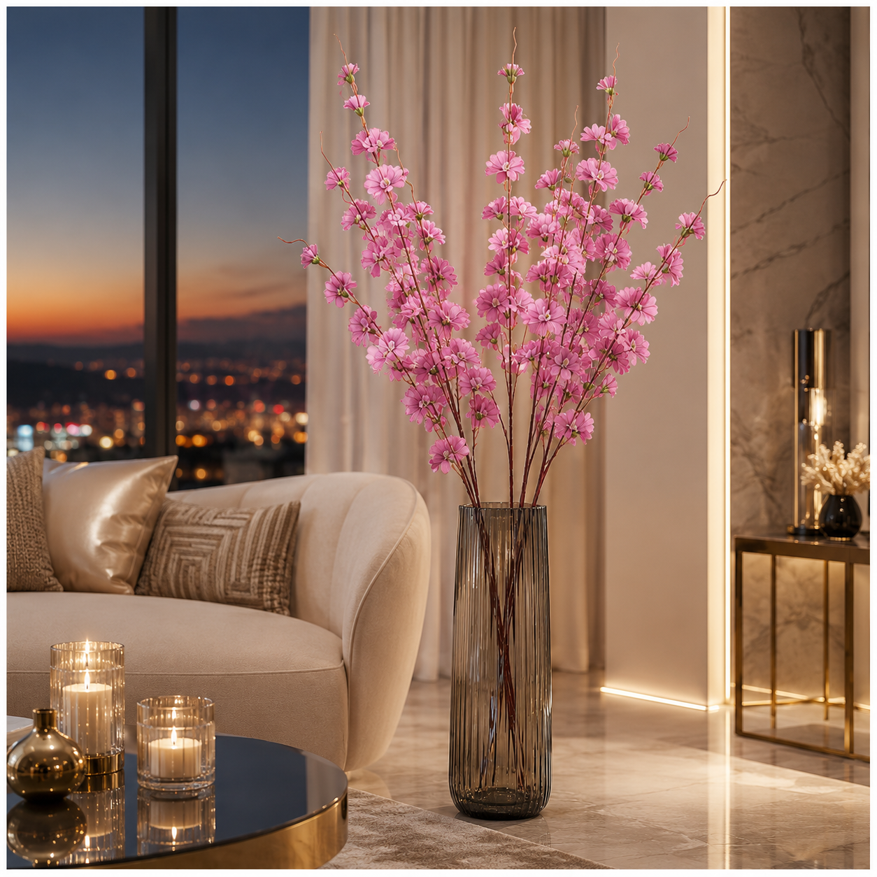 Beautiful Cherry Blossom Stems – 85cm, 2-Pack, White or Pink Lilac