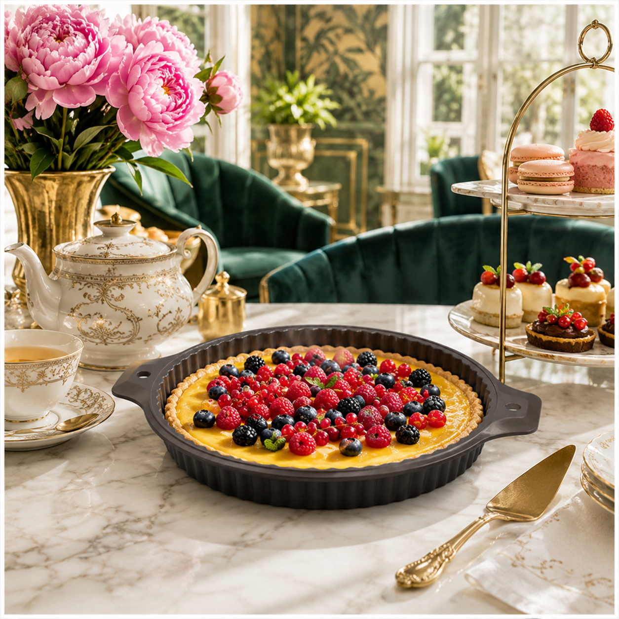 Essential Round Fluted Tart and Quiche Mold -33.4 x 28.3 x 3.2cm - BPA free