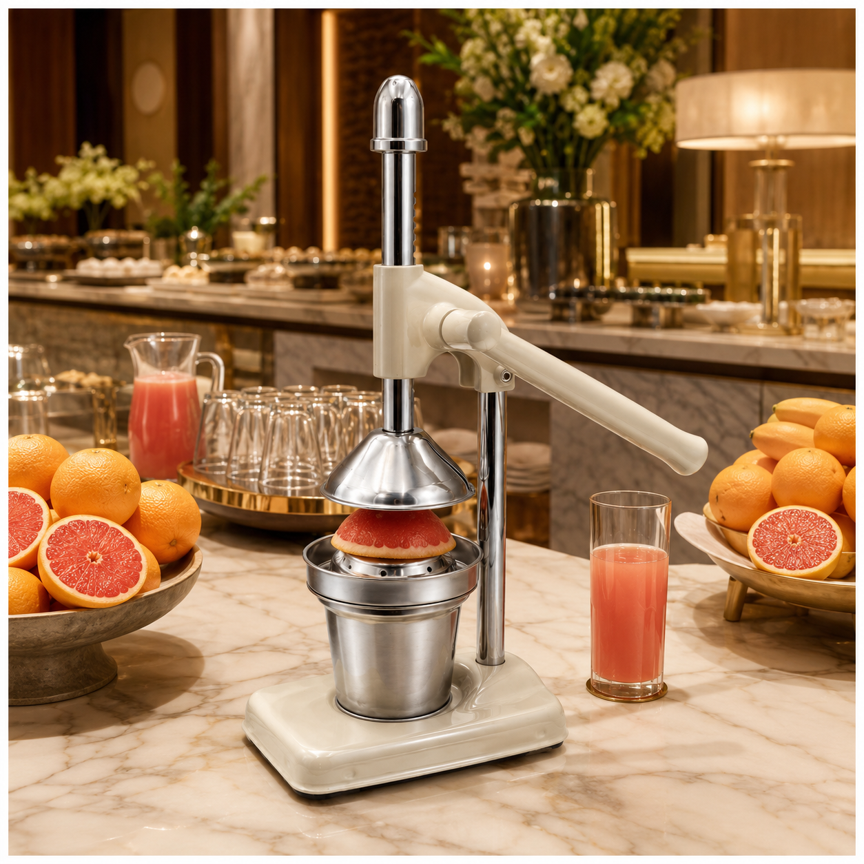 Manual Citrus Juicer- Lever Arm Juice Press with Stainless Steel Cup- 35 CM