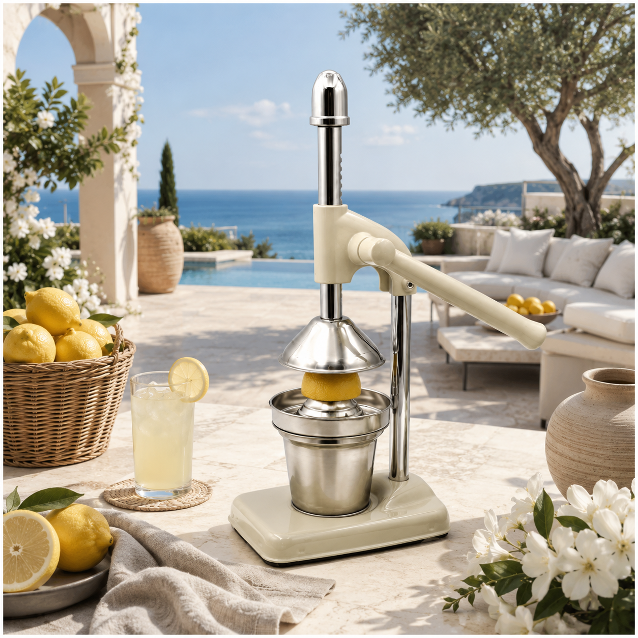 Manual Citrus Juicer- Lever Arm Juice Press with Stainless Steel Cup- 35 CM