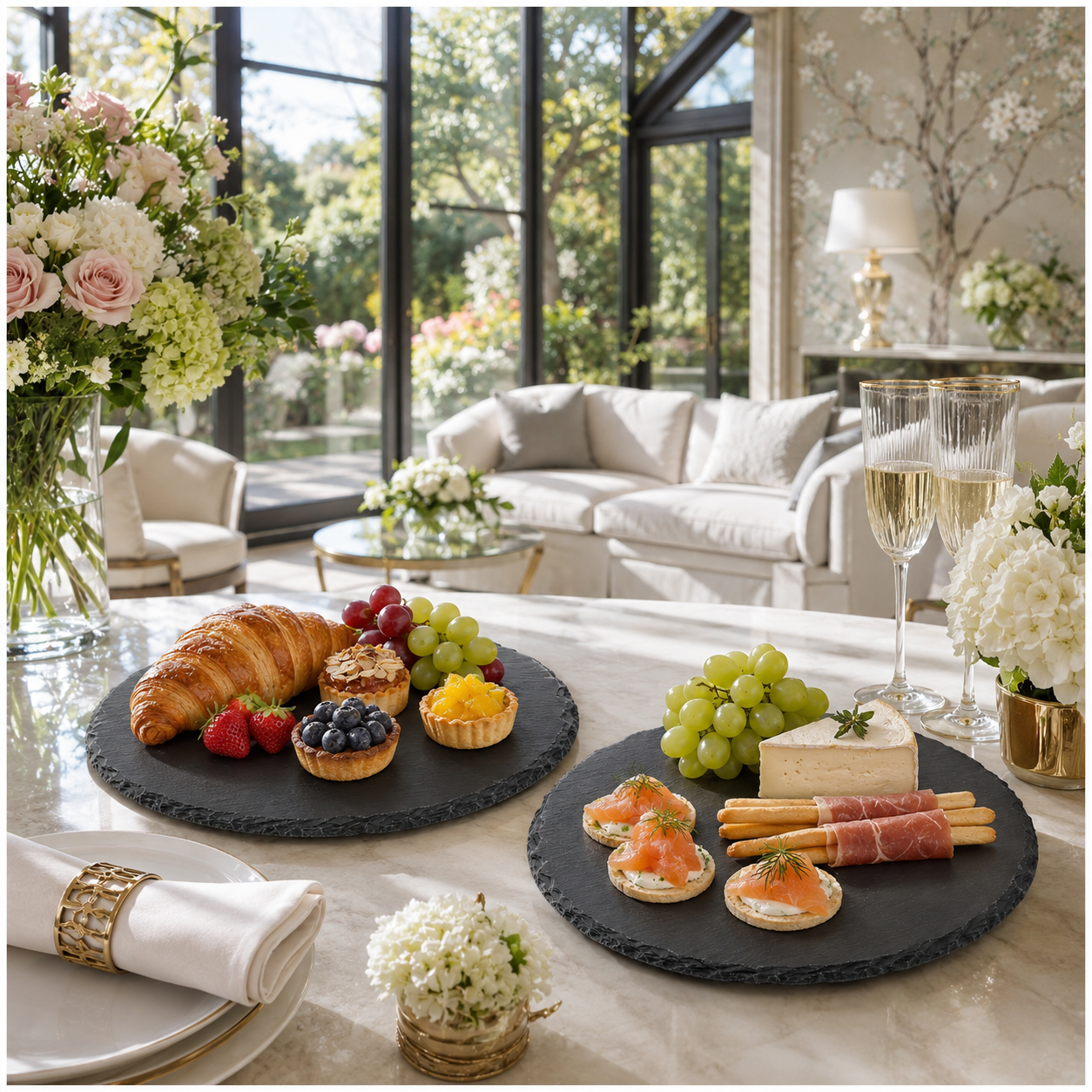 Elegant Natural Stone Slab Tray Set – 2 Piece Serving tray - 30 cm