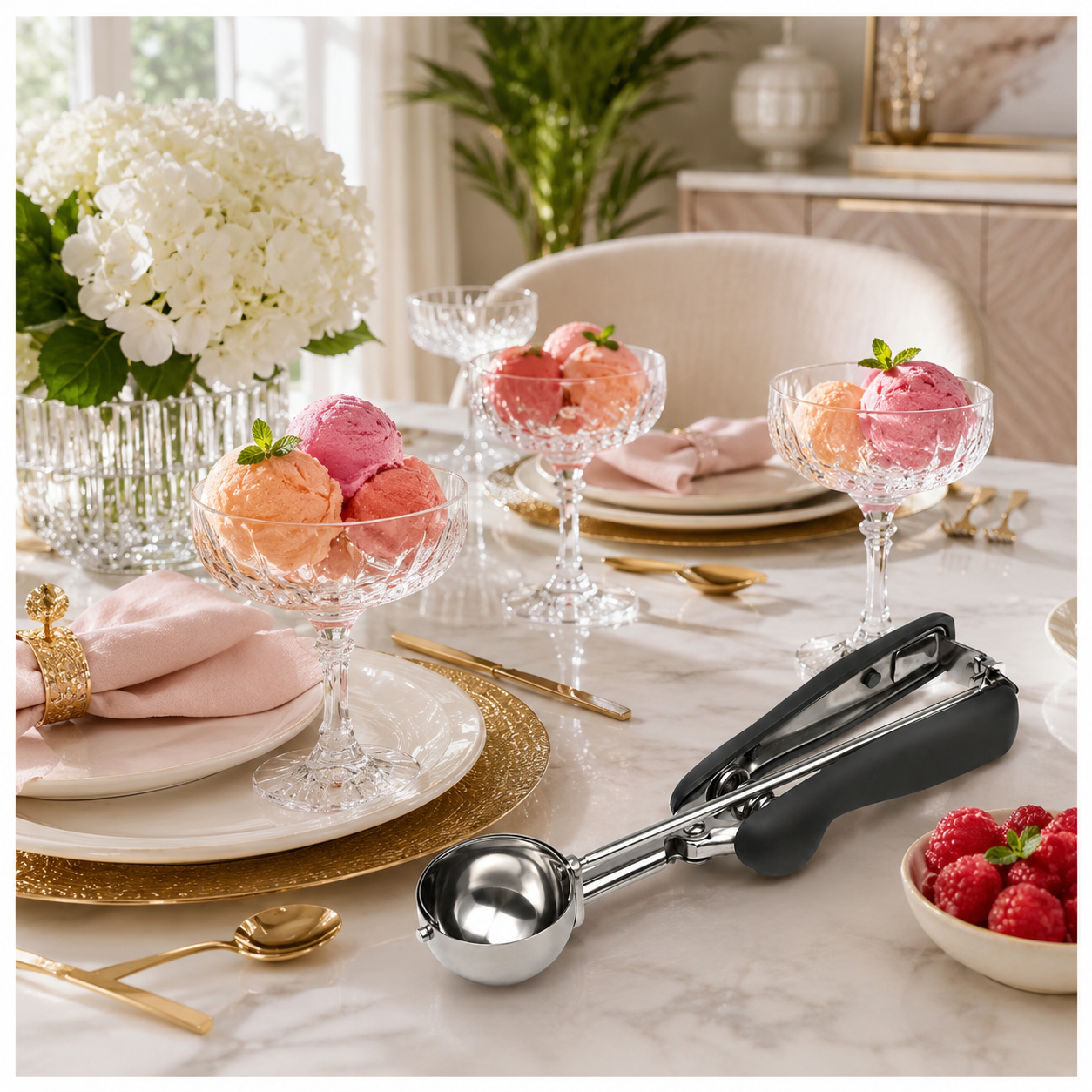 Stainless Steel Trigger Ice Cream-Cookie Scoop with Easy Release