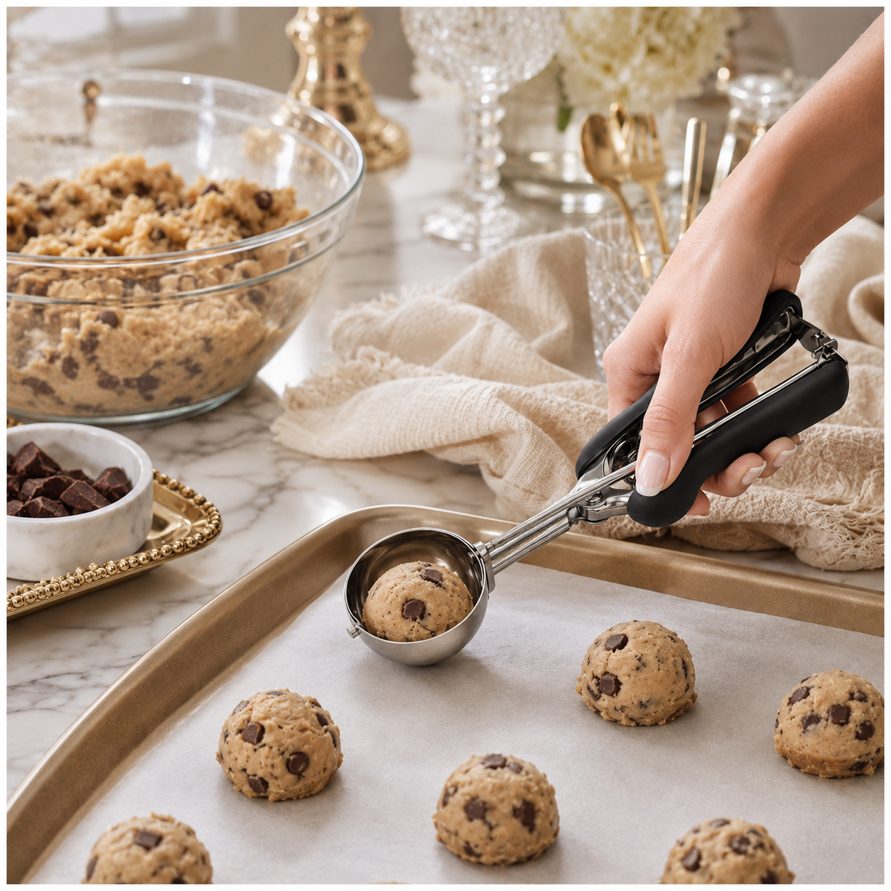 Stainless Steel Trigger Ice Cream-Cookie Scoop with Easy Release