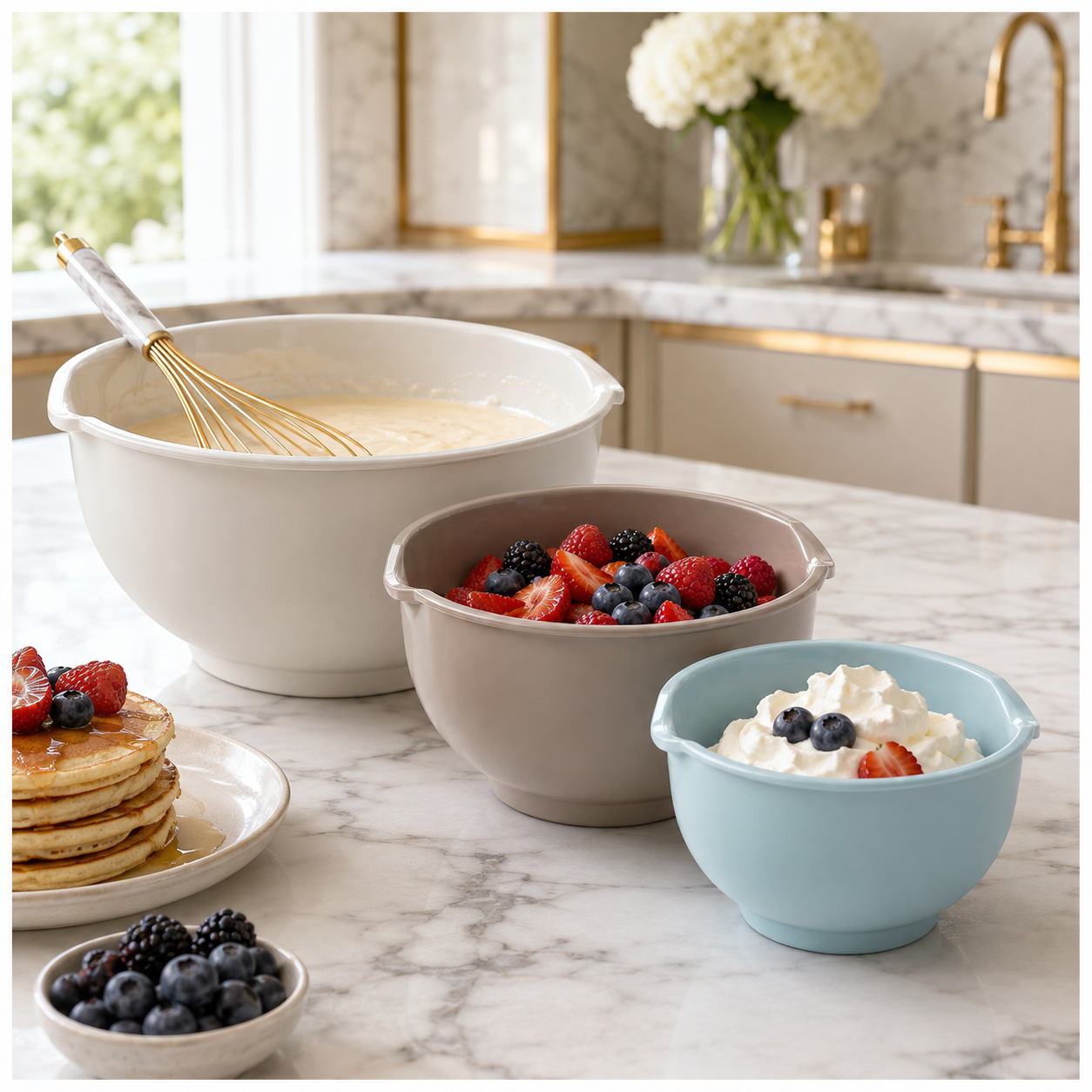 Essential 3-Piece Mixing Bowl Set - Built-In Measurements- 2.5L -2.0L -1.5L