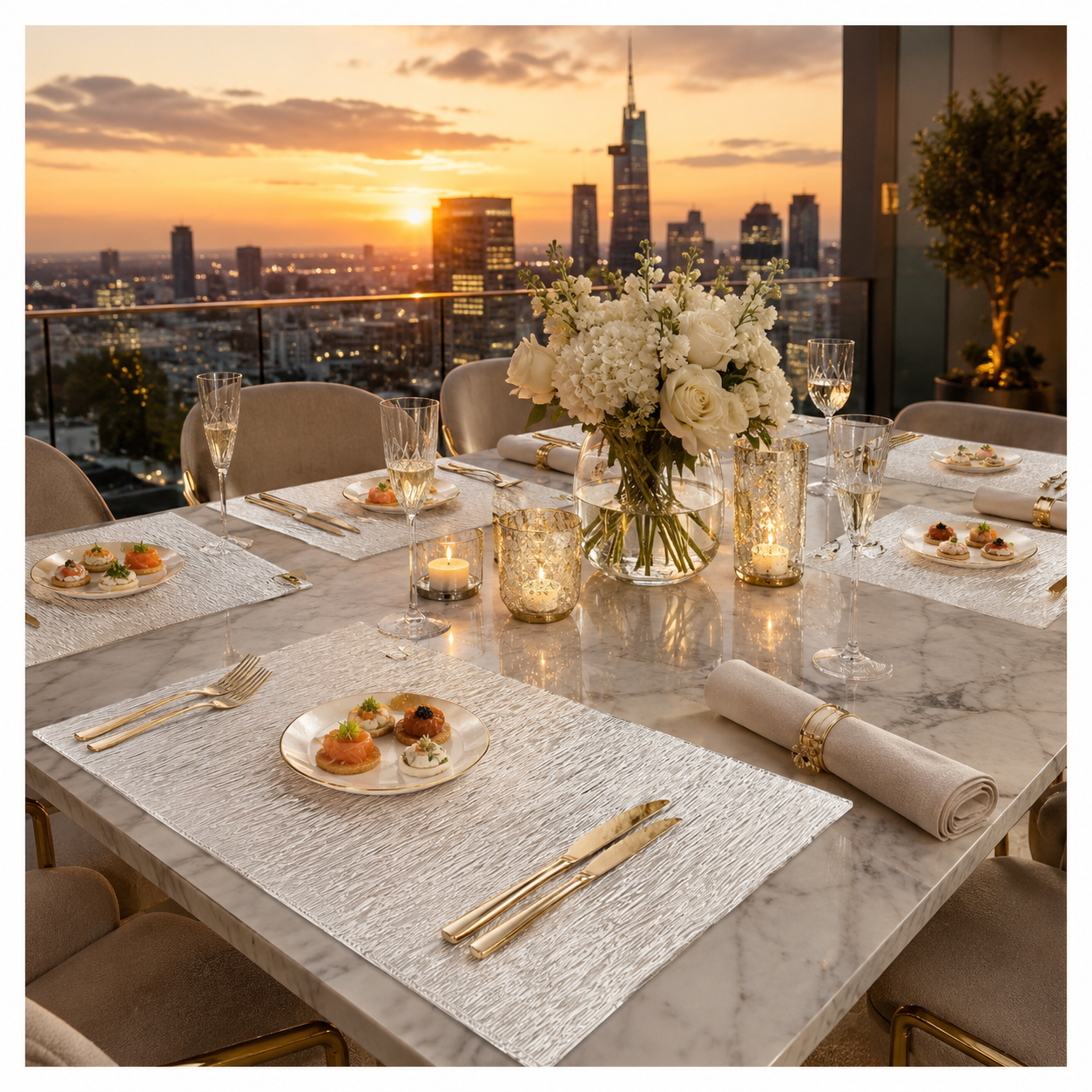 Elegant 6 Piece Textured Placemats – Clear And White 30 x 44 cm Table Mats