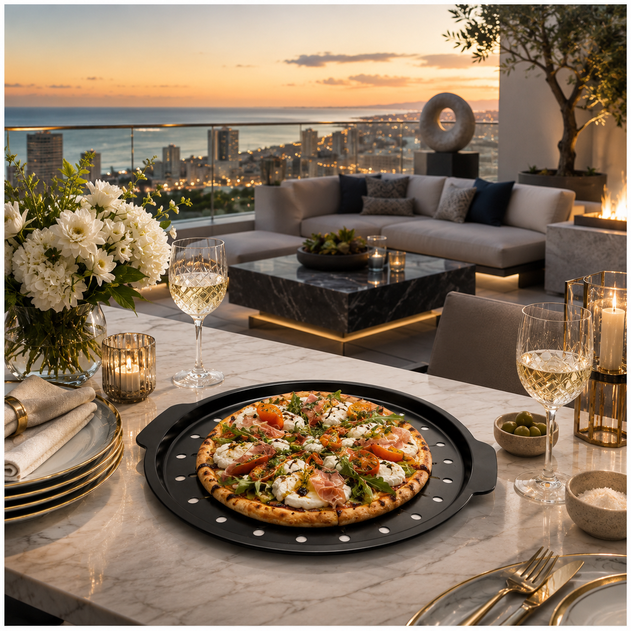 Crisp-Crust Non-Stick Pizza Tray –Carbon Steel Oven-to-Table Bakeware -31cm