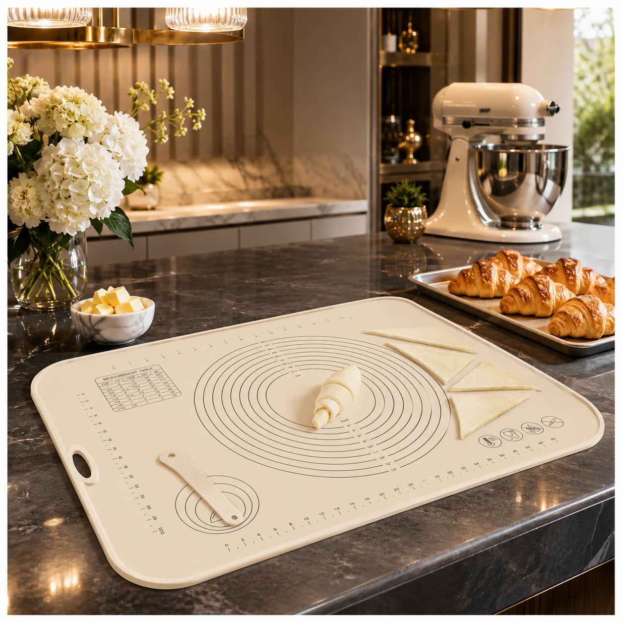Essential Large Silicone Pastry Mat with Raised Edge and Guides - 70 x 50cm