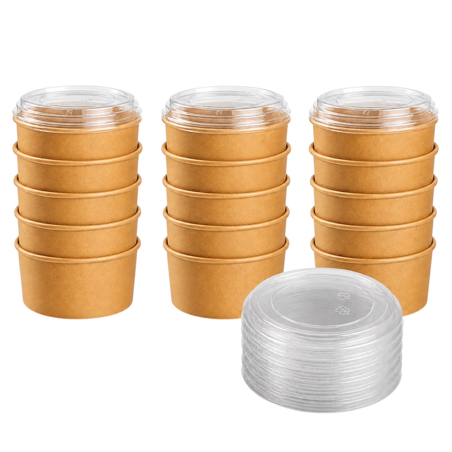 15-Piece Kraft Food Bowls with Lids - 1L Food Storage Disposable Bowls