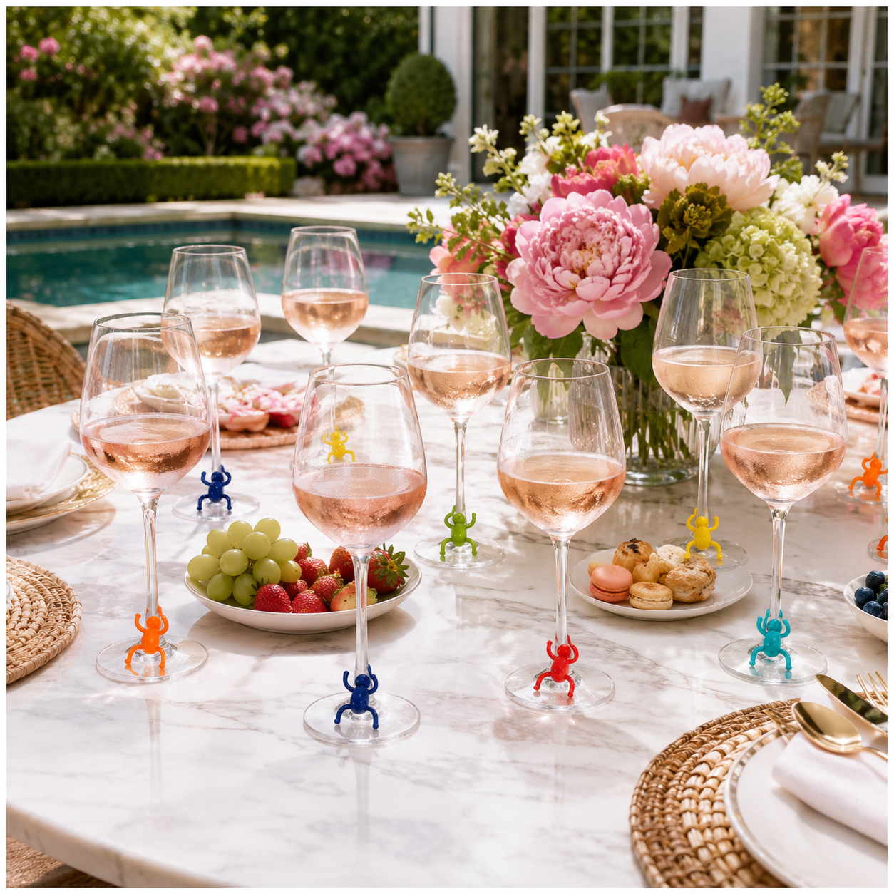 Charming 12-Piece Silicone Spider Wine Glass Marker Set - Multicolour