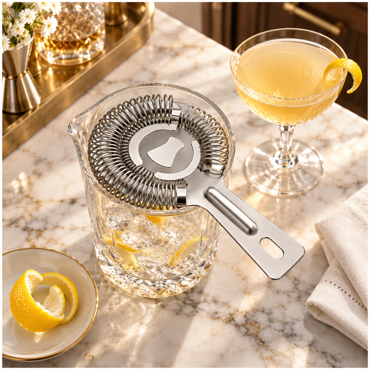 Stainless Steel Cocktail Ice Strainer - Silver Spring Coil - 14 cm