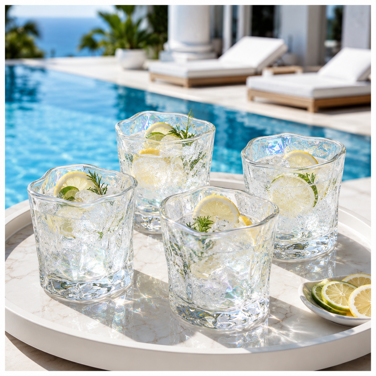 Luxury 4-Piece Twisted Shining Pearl Crystal-Look Glass Set – 280ml