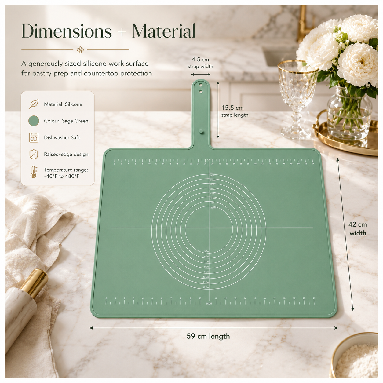 Essential Large Silicone Baking Prep Mat - With Baking Guides – Sage Gree