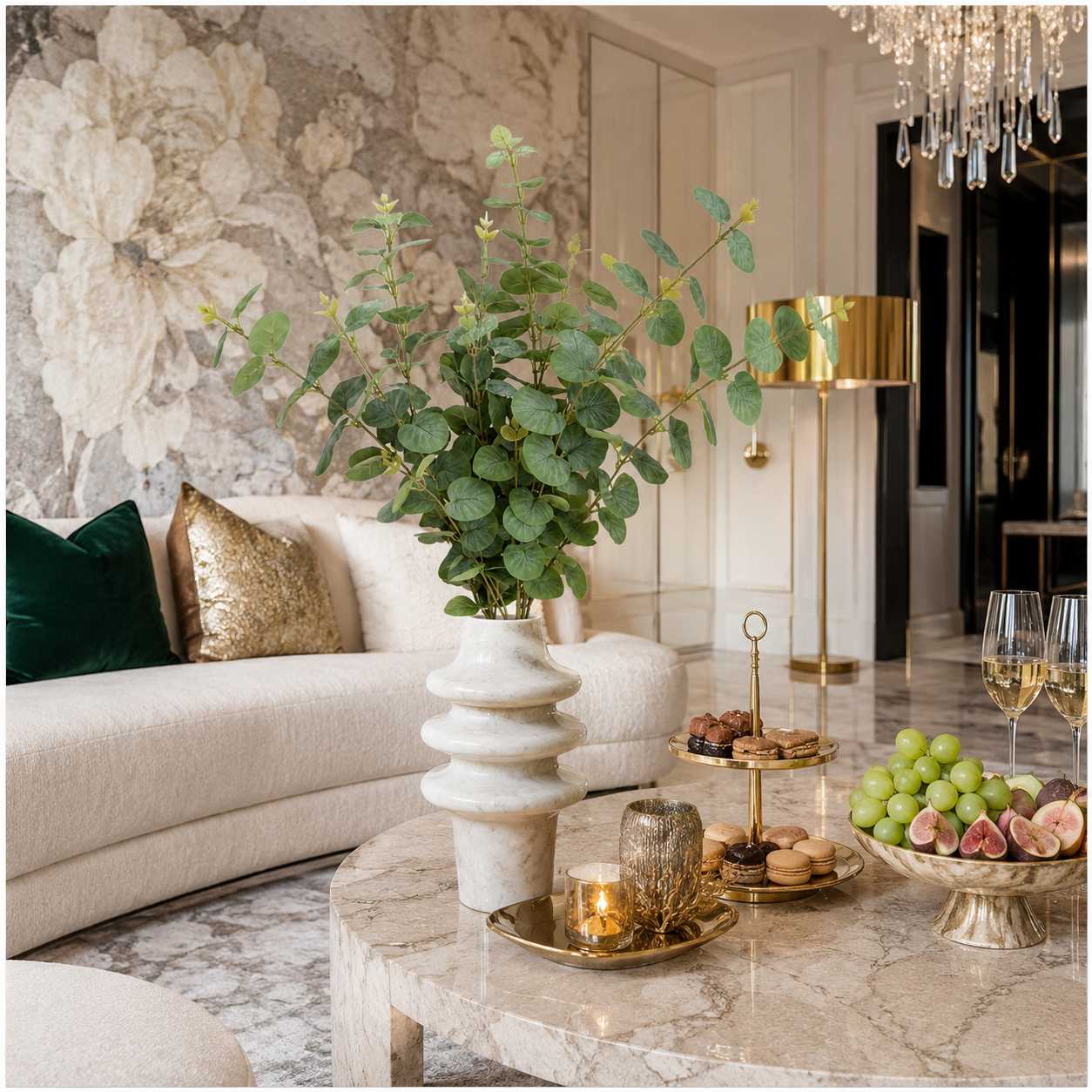 Stylish Modern Eucalyptus Stems Bundle – 3 Modern Decorative Stems - 85 cm