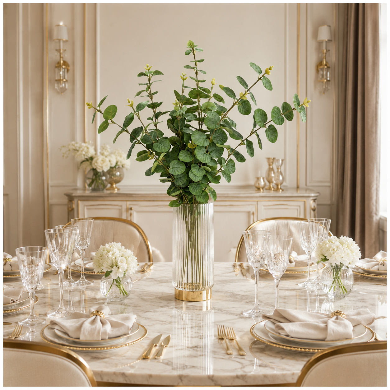 Stylish Modern Eucalyptus Stems Bundle – 3 Modern Decorative Stems - 85 cm
