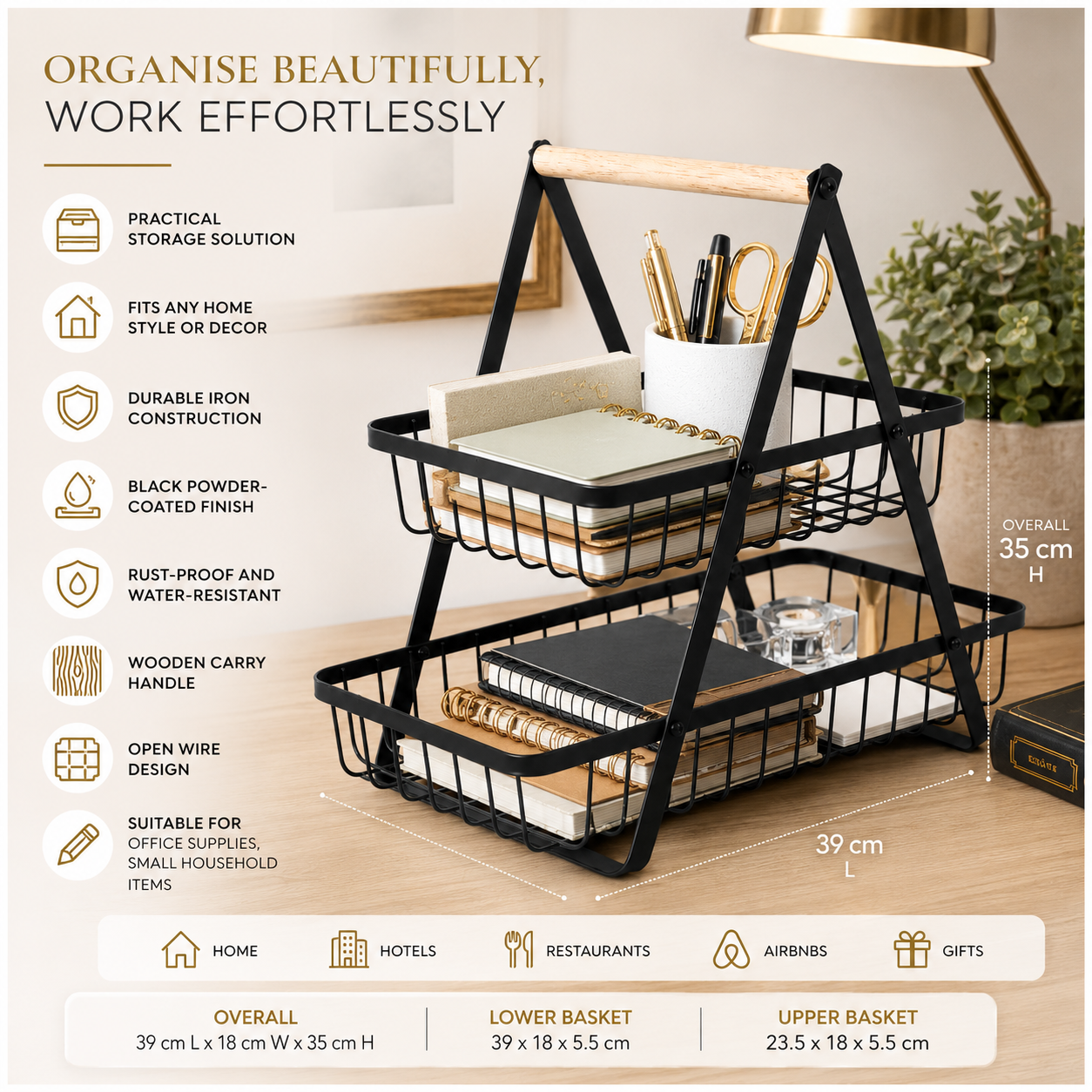 2 Tier Basket Organizer-Rack for Fruits, Vegetables and Everyday Essentials